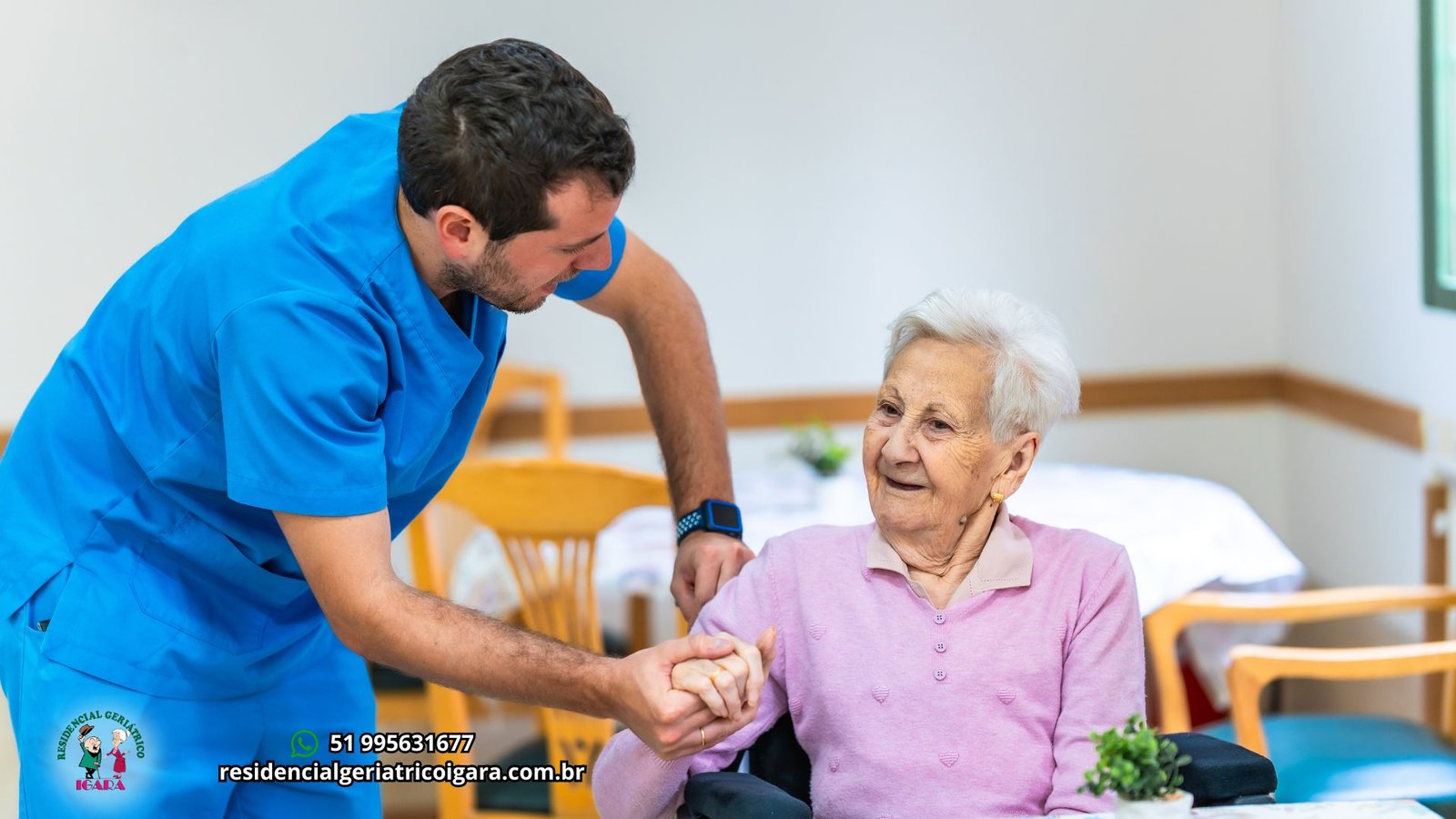 Casa de Acolhimento para Idosos em Canoas, enfermeiro atendendo um idoso, benefícios de um lar geriátrico