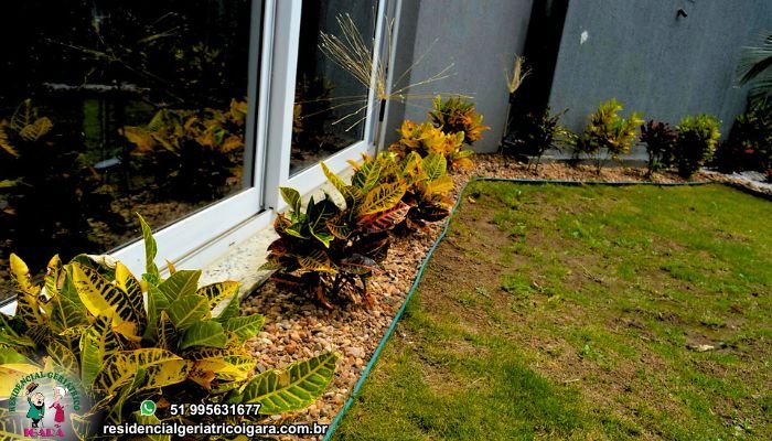 Jardim planejado com paisagismo na área externa do Residencial Geriátrico Igara em Canoas lar para idosos.Fotos casa de repouso canoas, lar do idoso canoas.